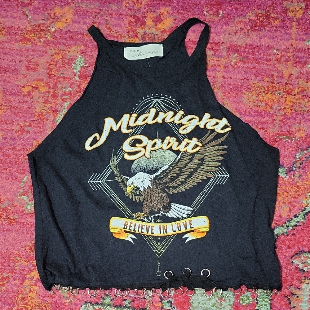 Vintage Havana Midnight Spirit Eagle Graphic Cropped Tank | Size Medium
